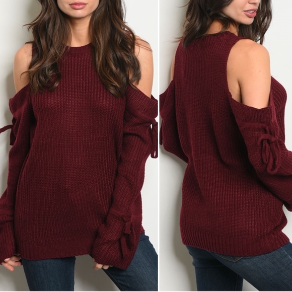 TREND SETTER DIVA BOUTIQUE ITEM Sweaters - LAST 1! GIRLY & FLIRTY BURGANDY KNIT SWEATER